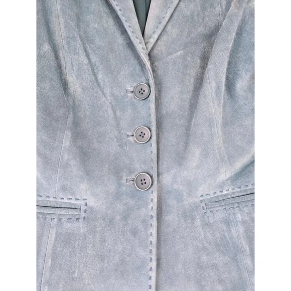 Margaret Godfrey Blue Suede‎ Button Up Blazer Women's Size 8 Classic Tailored - Picture 3 of 16